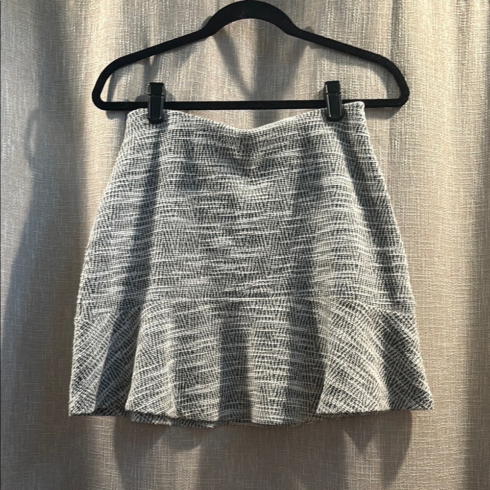 LOFT Textured Black and White Skater Skirt XS